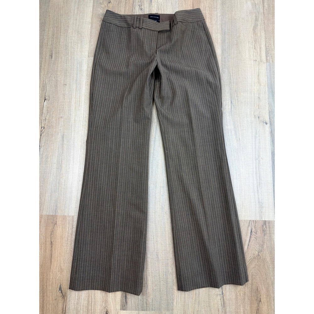 The Limited Cassidy Fit Brown Pinstripe Wool Blend Wide Leg Dress Pant Sz 8 NWT